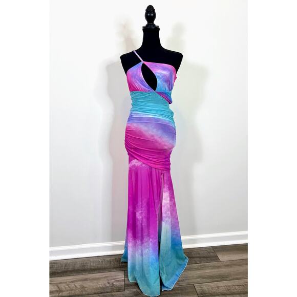 Rococo Sand Cloud One Shoulder‎ Maxi Dress in Multicolor Size XXS Cutout Party - Picture 3 of 5